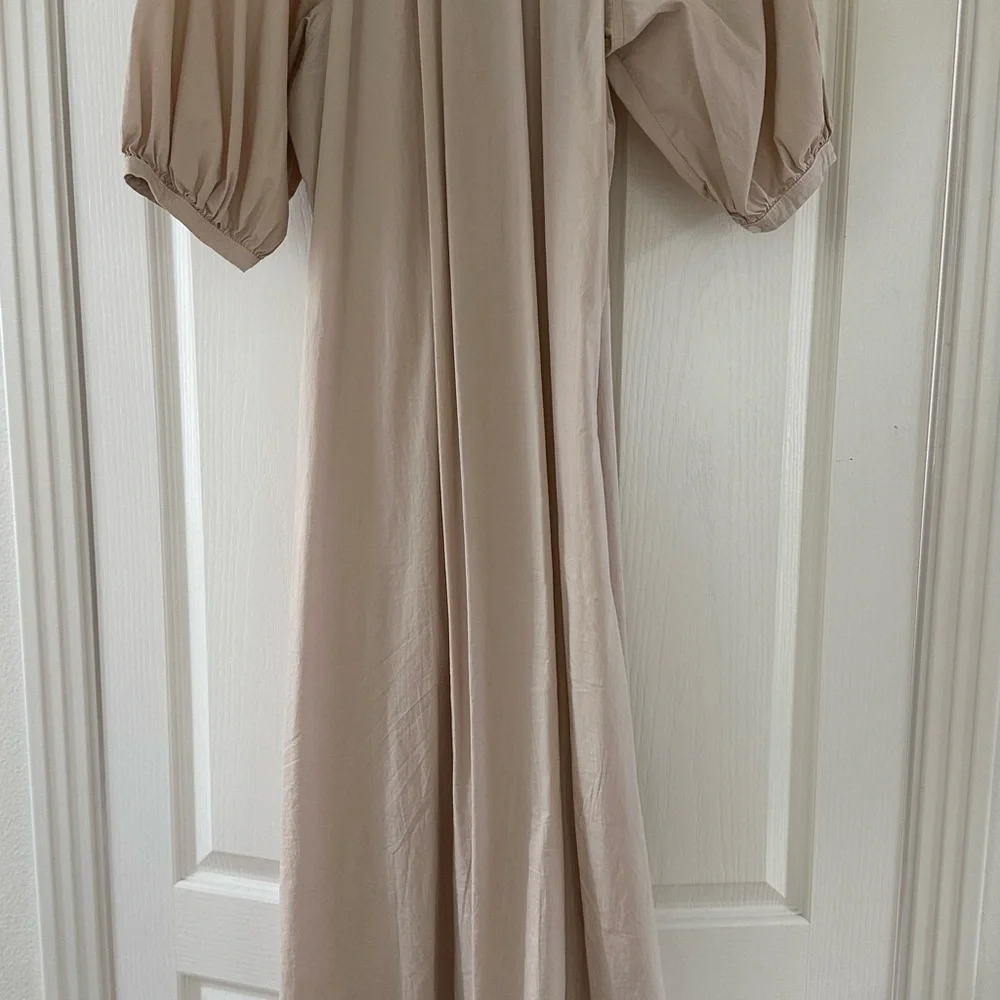 Staud beige button down midi/maxi dress L - Picture 5 of 6